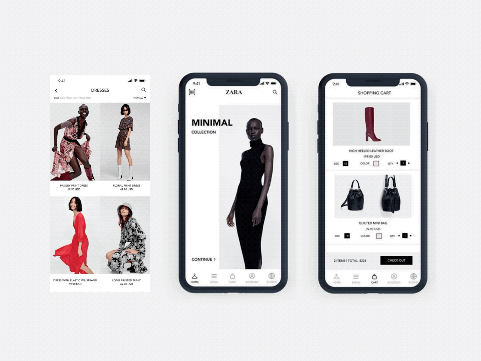 Fashion UI (ZARA redesign) app app design app ui design digital fashion fashion design fashion ui interaction interaction design minimal mobile ui motion ui uiux ux ux design zara zara ui
