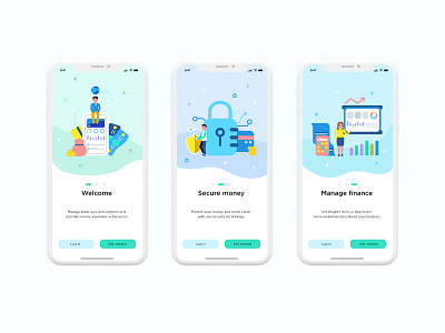 Tutorial screen for mobile banking app app design bank bank app bank ui finance ui illustration mobile mobile app mobile bank mobile ui money ui tutorial screen ui ui design ui graphic ui illustration uiux ux welcome screen