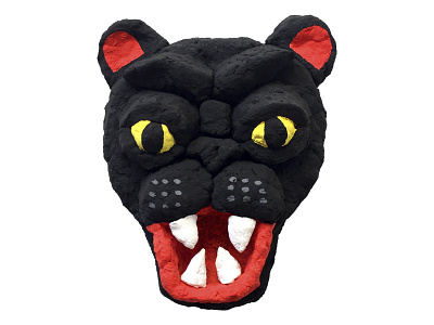 Paper Mache Black Jaguar Face jaguar mask papermache