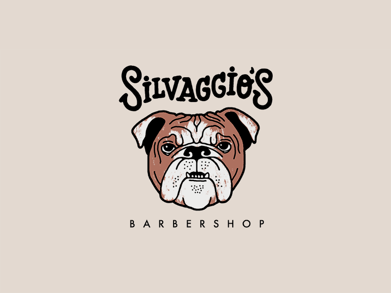 Silvaggio's Barbershop Logo bulldog design graphic illustration lettering logo type