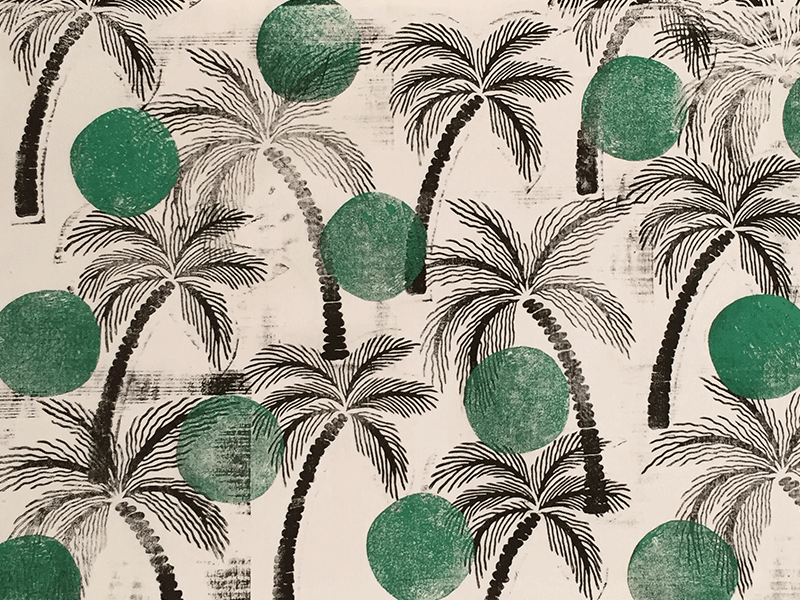 Palm Trees Block Printing design graphics palm polkadot print surface textile trees