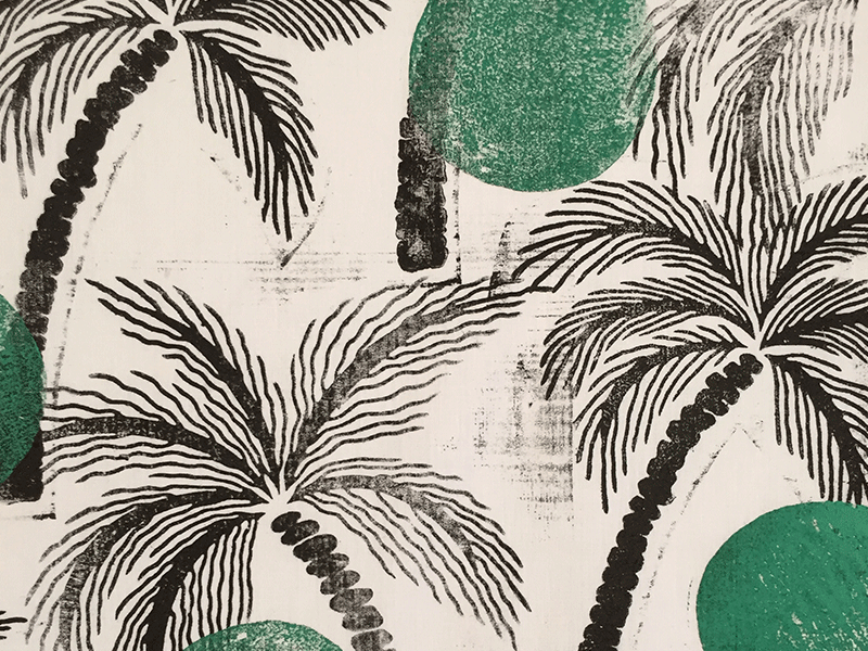 Palm Trees Block Printing design graphics palm polkadot print surface textile trees