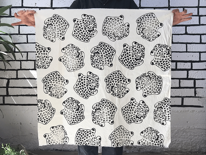 Leopard Block Print block design ink leopard print printing surface textile