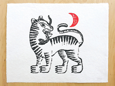 Tiger Block Print blockprint graphic illustration print