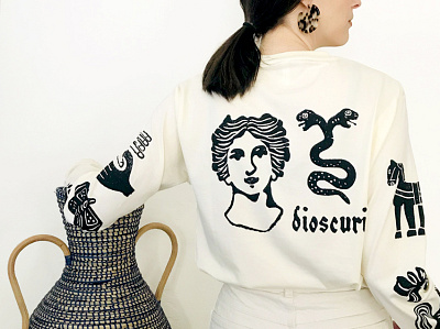 Dioscuri Bone Block Printed Long Sleeve apparel blockprint design graphic illustration print surface textile