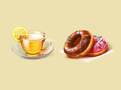 Sweet illustrations cake candy cherry chocolate donuts glaass icon illustration lemon sugar team