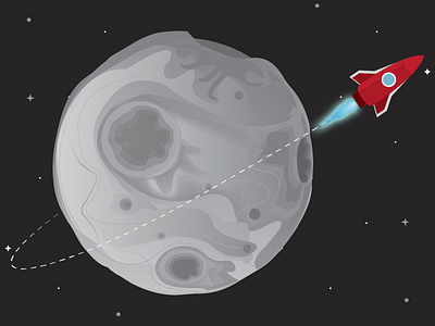 Moon V2 illustrator moon rocket space stars wip