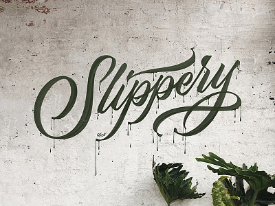 Slippery! graphic design hueso lettering script type typography