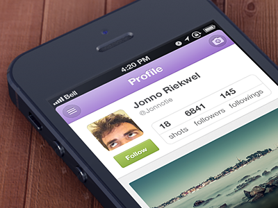 Profile app ios iphone jonno riekwel is awesome purple ui