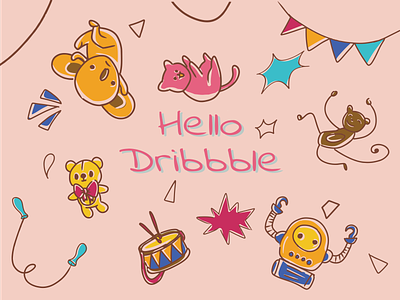 Hello Dribbble ! illustration illustration art simpleillustration toys vector vector illustrations