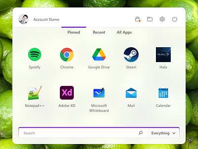 Start Menu Concept (1/2) app concept microsoft software ui ux win windows windows 11