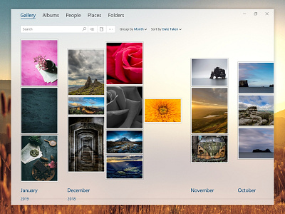 Photo Gallery Concept (part 1) app concept gallery photos software timeline ui uwp windows