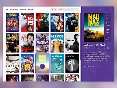 Movies app app concept movies software ui uwp ux windows windows 10