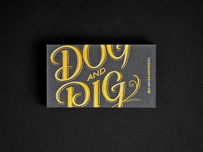 The Dog And Pig Show, Business Card. business card calligraphy foil stamp goil foil lettering