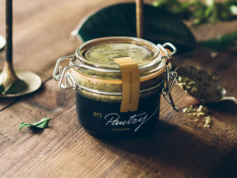 DPS Pantry, Packaging. jar packaging brush mural expressive lettering typography