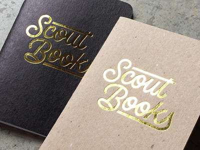 Scout Books, Logotype brush calligraphy gold foil lettering logotype monoline typography