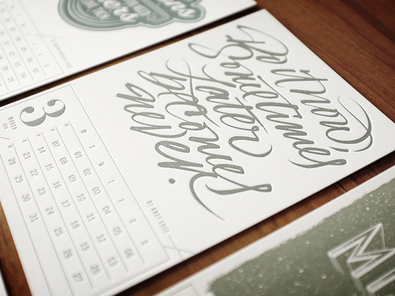 Letterpress Calendar, Finished! letterpress expressive typography brush calligraphy lettering