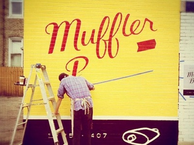 Muffler Shop - Process lettering sign painting type