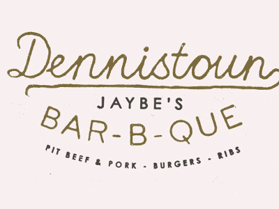 BBQ barbecue dennistoun gold restaurant scottish bbq script texture