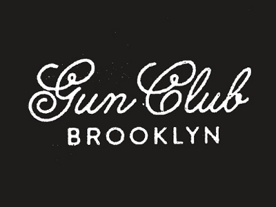 Gun Club buff hunks logo nyc script sweating texture type