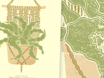 Macramé No.02 houseplant illustration living room tour poster screenprinting texture