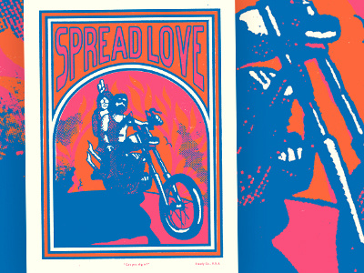 Spread Love chompers dont be a dick fluorescent fuck patches illustration poster spread love