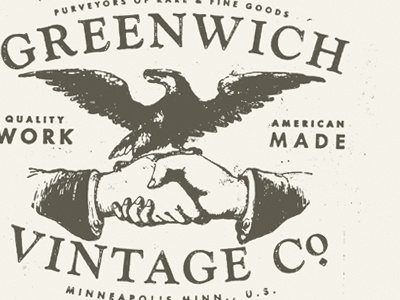 Greenwich No. 03 eagle greenwich vintage handshakes illustration logo minneapolis texture type union made