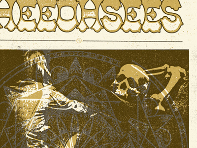 Theeohsees cave death dead dudes heaaaavy shit heavy shit mandala pile of bones poster scooters screenprinting texture