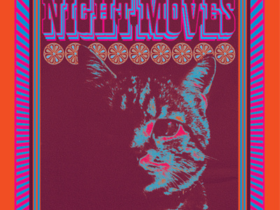 Queen of the House Plants cat lemons night moves poster psychedelic screenprinting snuggles