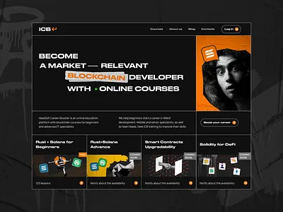 ICB - Education platform animation black design education figma gray interface orange platform product project ui uiux ux uxui web web3 website