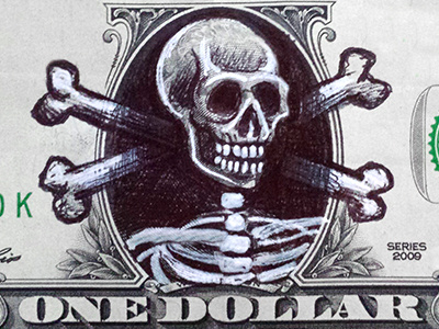 Dead Washington death dollar illustration ink money skeleton skull