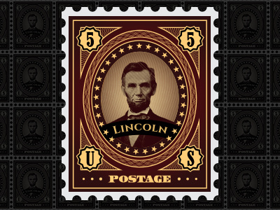 Lincoln Stamp decorative illustration lincoln mail postage stamp