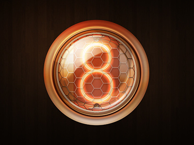 Nixie tube clock copper glass glow illustrator numbers photoshop