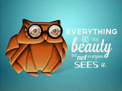 Owl bird glasses orange photoshop typography