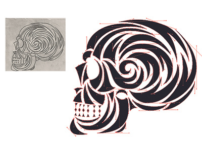 Tribal Skull bezier curves illustrator skull tattoo tribal