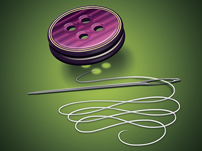 Button & Needle button decorative gold needle purple string thread