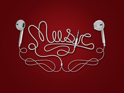 Music decorative earphones music typography