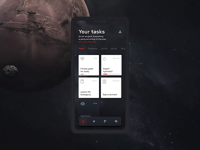MARS One - Mobile App animation concept dashboard managing app mars mobile mobile app mobile app design mobile ui motion space ui ux
