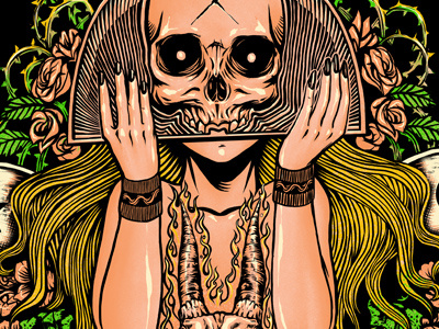 Hidden Faces barmalisirtb girl hidden face illustration roses skull women