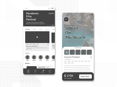 Movie App actor adobexd app clean detail page elegant explore festival film home mobile app movie profile review simple trending ui watch