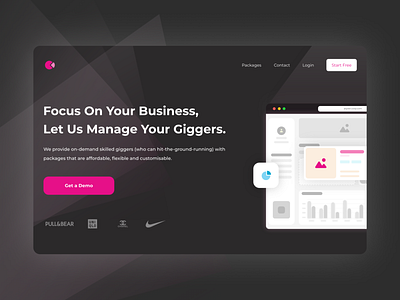 Employers Website 🚀 3d adobexd animation branding clean dashboard elegant employer explore gig graphic design home home page job landing landing page motion graphics profile simple ui