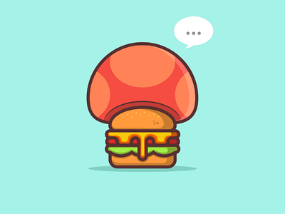 Mushroom Cheeseburger burger food illustration mushroom