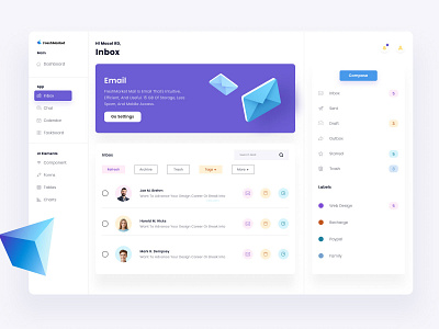 FreshMarket Inbox UI blue dashboard dashboard design design email figma free freebie google icon inbox purple ui ux web web design web development web development comapany website website design