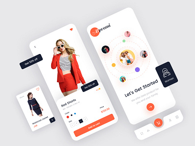 Alpromi Shopping App app cloths colorful design ecommerce fashion figma free freebie icon mobile app orange shopping trend ui ux web web development web development company website