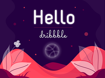Hello! Dribbble debut flower hello night