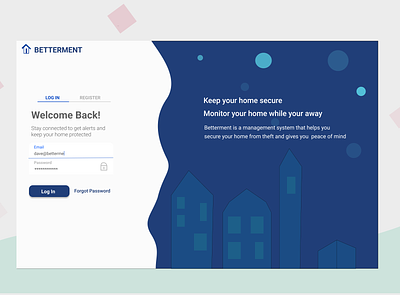 Login Page of Home Security App | Web Version android app appdesign homeapp homesecurity ios app iphone app login page loginscreen management app product design prototype secuityapp ui ux ui design uxdesign vectorart visual design webapp webdesign wireframes