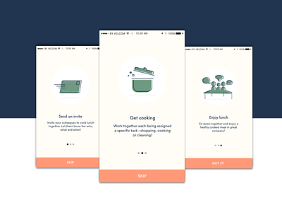 Onboarding Screens for a Lunch Scheduling App app design mobile design app registration ios mobile ui onboarding screens onboarding ui user experience prototype ux