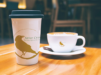 Jitter Crow coffe crow design logo mockup