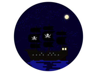 Pirate ship illustration night pirate ship