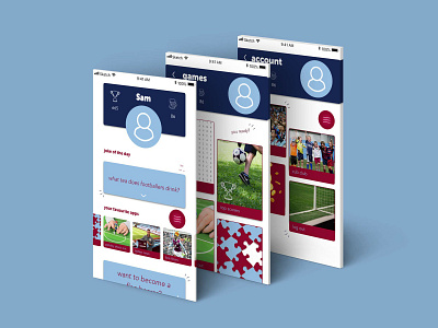 Childrens Football App app childrens app interfaces mock up ui ui ux